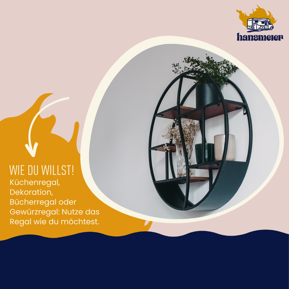 Wandregal aus Metall | Durchmesser 56cm, 12cm Tiefe - Hansmeier
