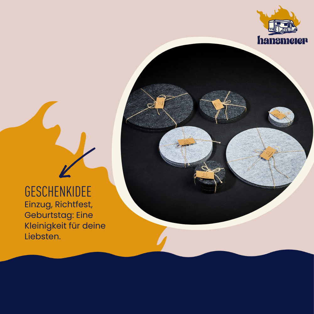 Untersetzer aus Filz | Grau | 4er Set | 10 cm - Hansmeier