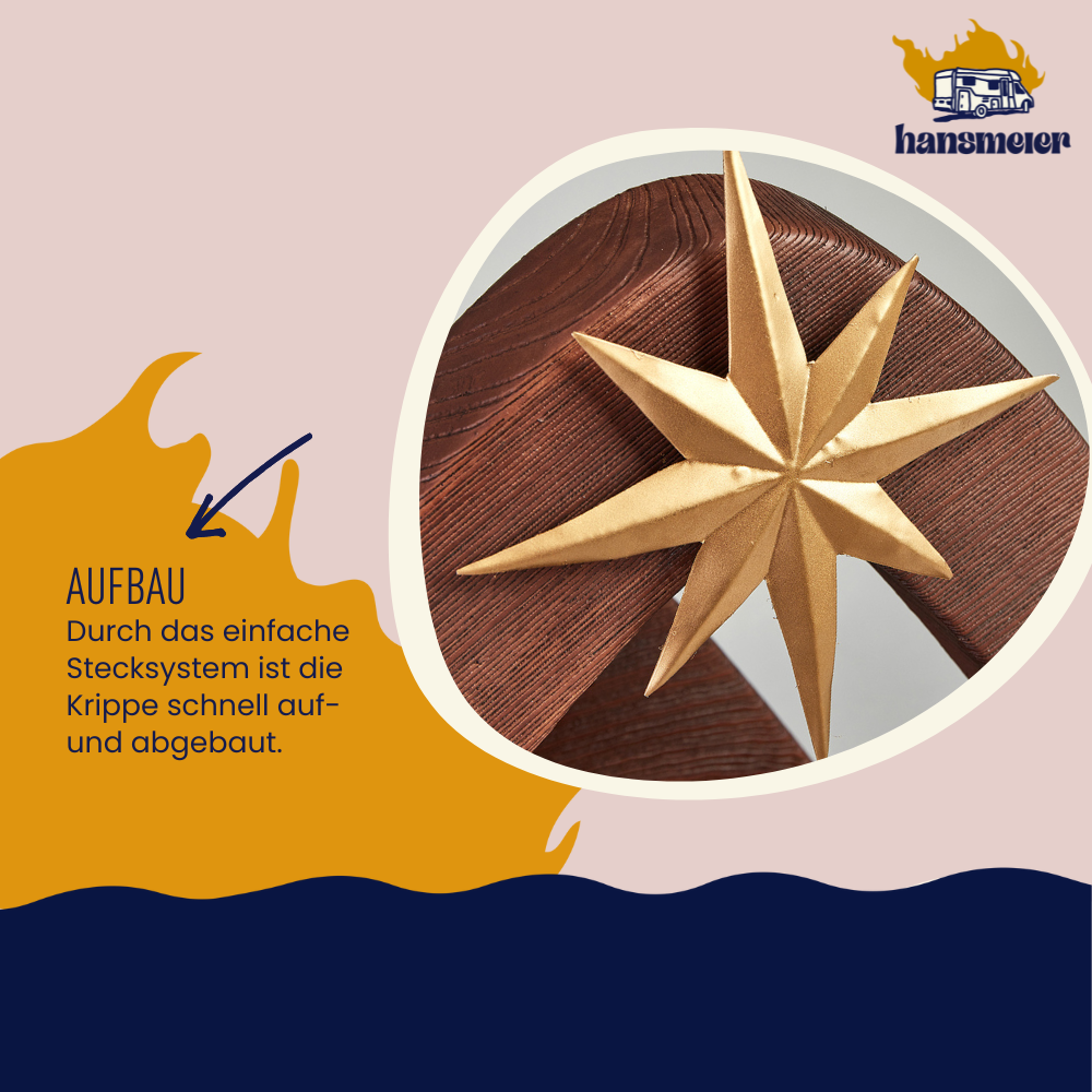 Krippe für Weihnachten | 58x45x39 cm | inkl. Krippenfiguren - Hansmeier