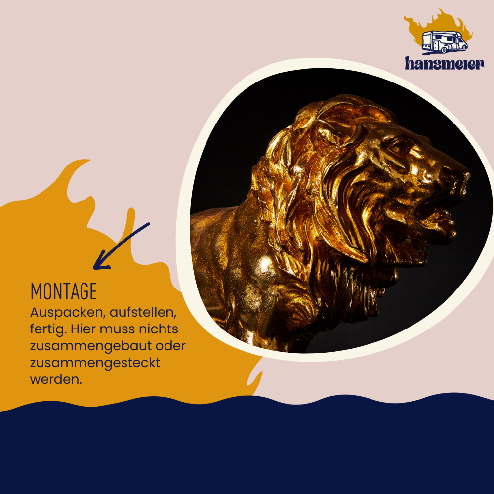 Hansmeier | Löwe Tischdeko Skulptur | 43 x 28 cm | Gold | Löwen Deko - Hansmeier