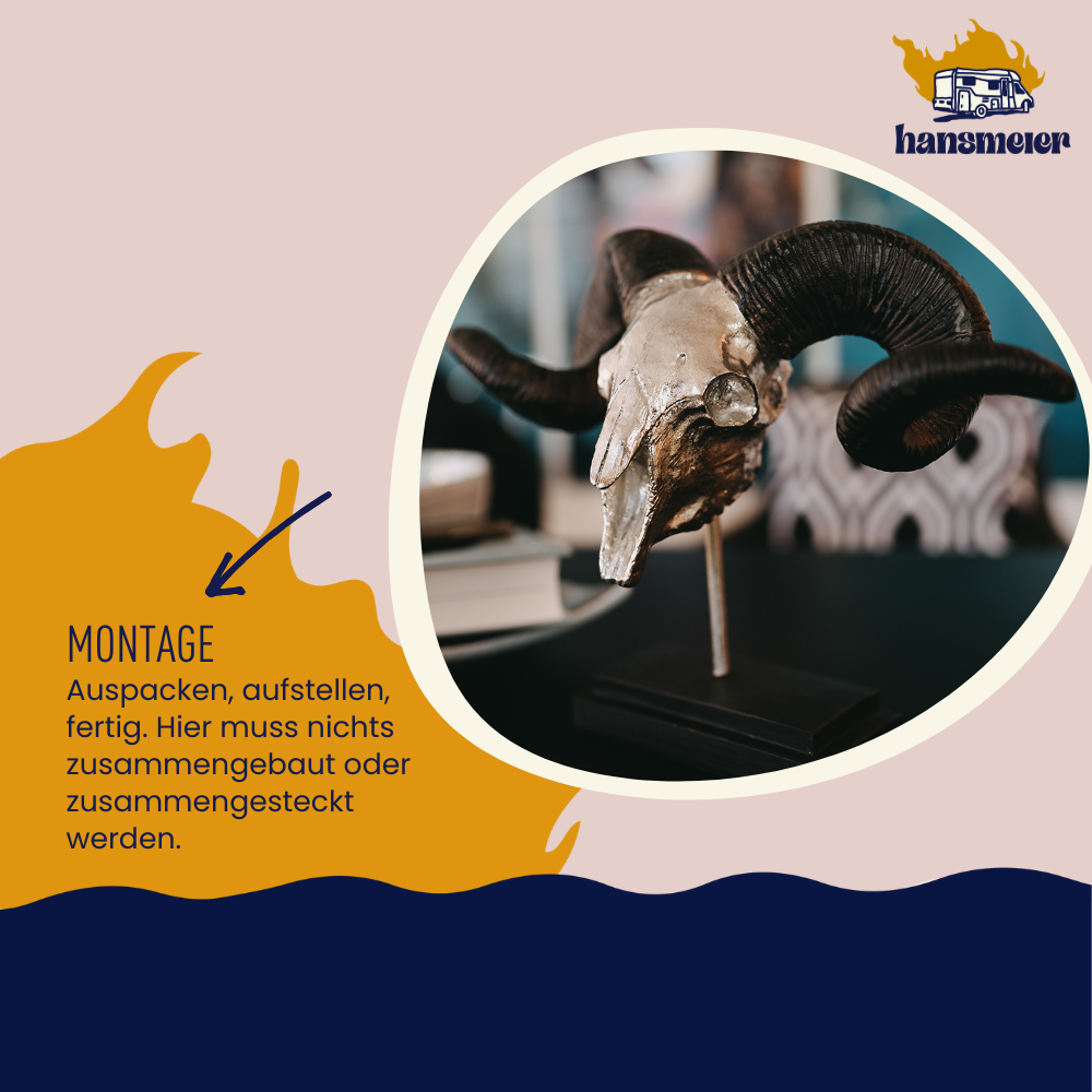 Hansmeier | Widder Tischdeko Skulptur | 39 x 28 cm | Silber | Geweih Deko - Hansmeier