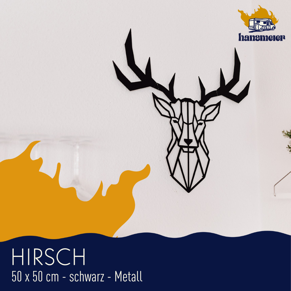 Hirschkopf aus Metall, 50 x 50 cm, an der Wand
