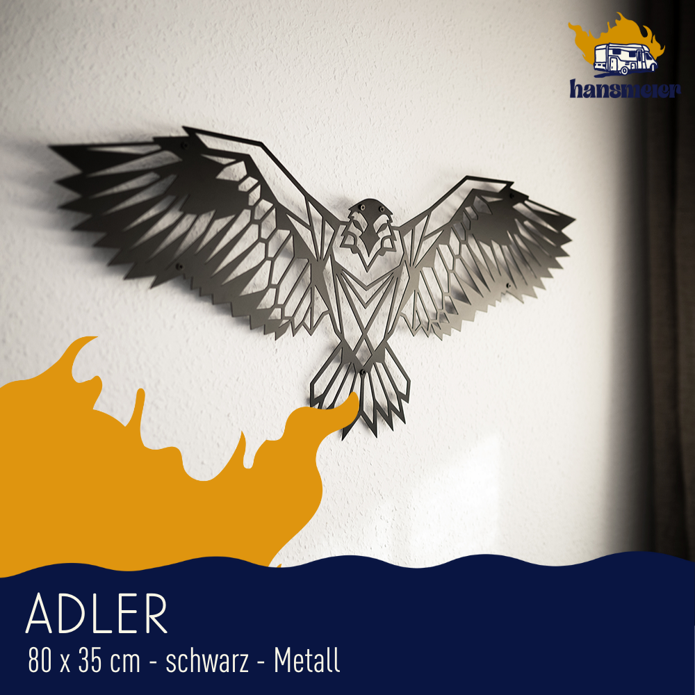 Metall Deko für die Wand | 80 x 35 cm | Adler | Metall Dekoration - Hansmeier 
