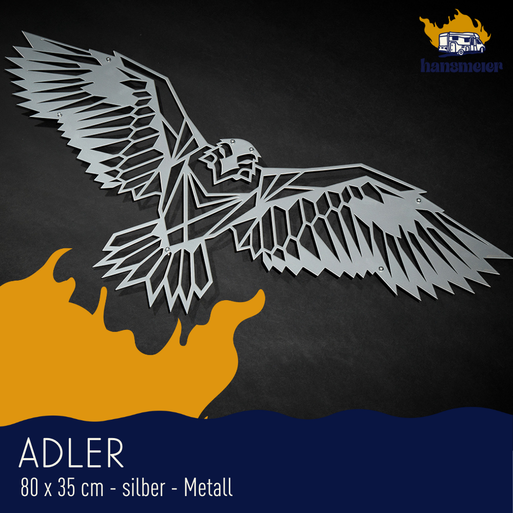 Wanddeko aus Metall | 80 x 35 cm | Adler Silber - Hansmeier 