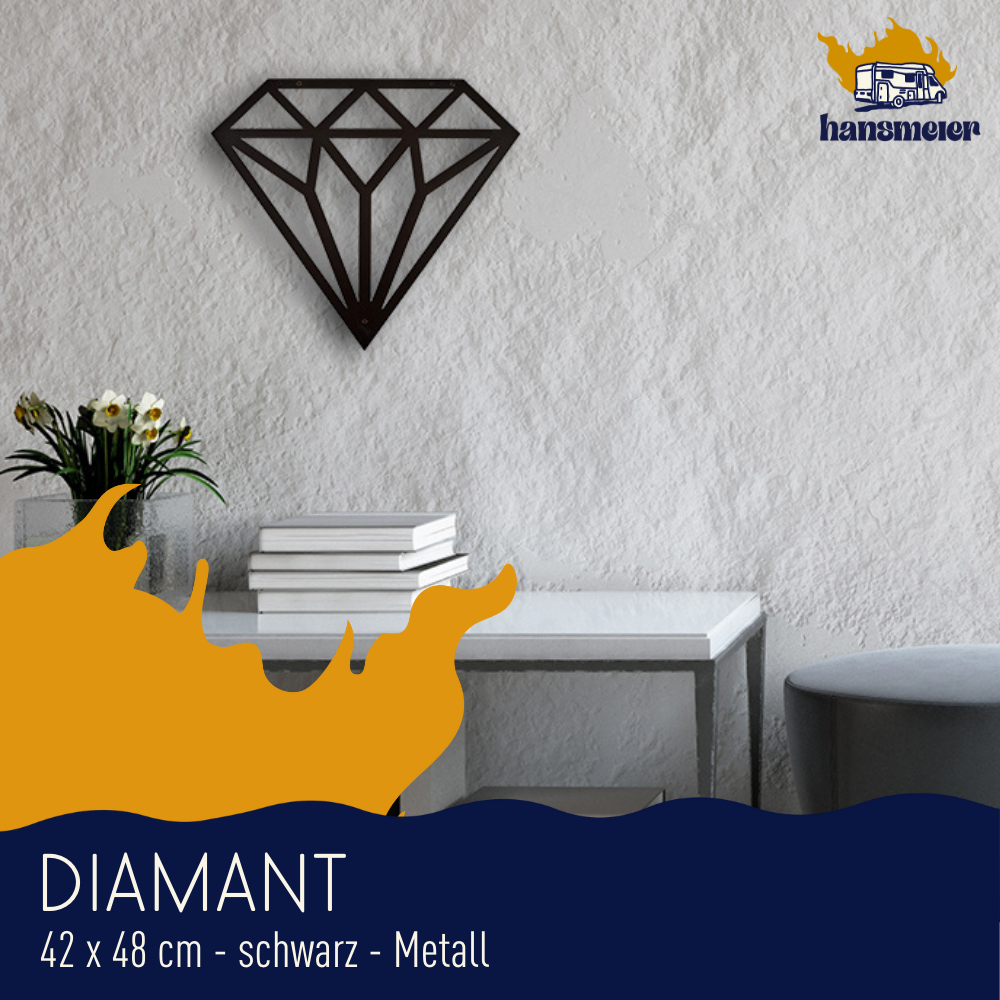 Wanddeko aus Metall | 42 x 48 cm | Diamant | Metalldeko Industrial - Hansmeier 