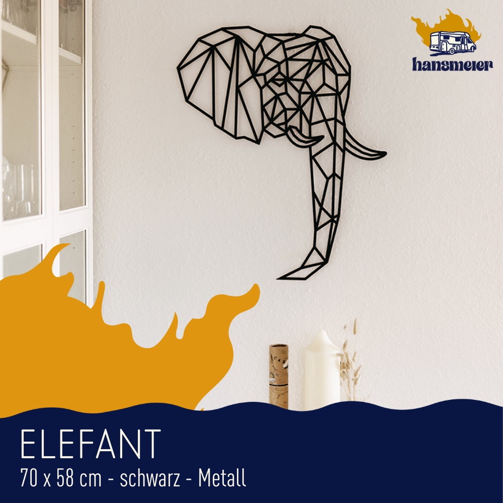 Industrial Deko aus Metall | 70 x 58 cm | Elefant | Metalldeko für die Wand - Hansmeier 