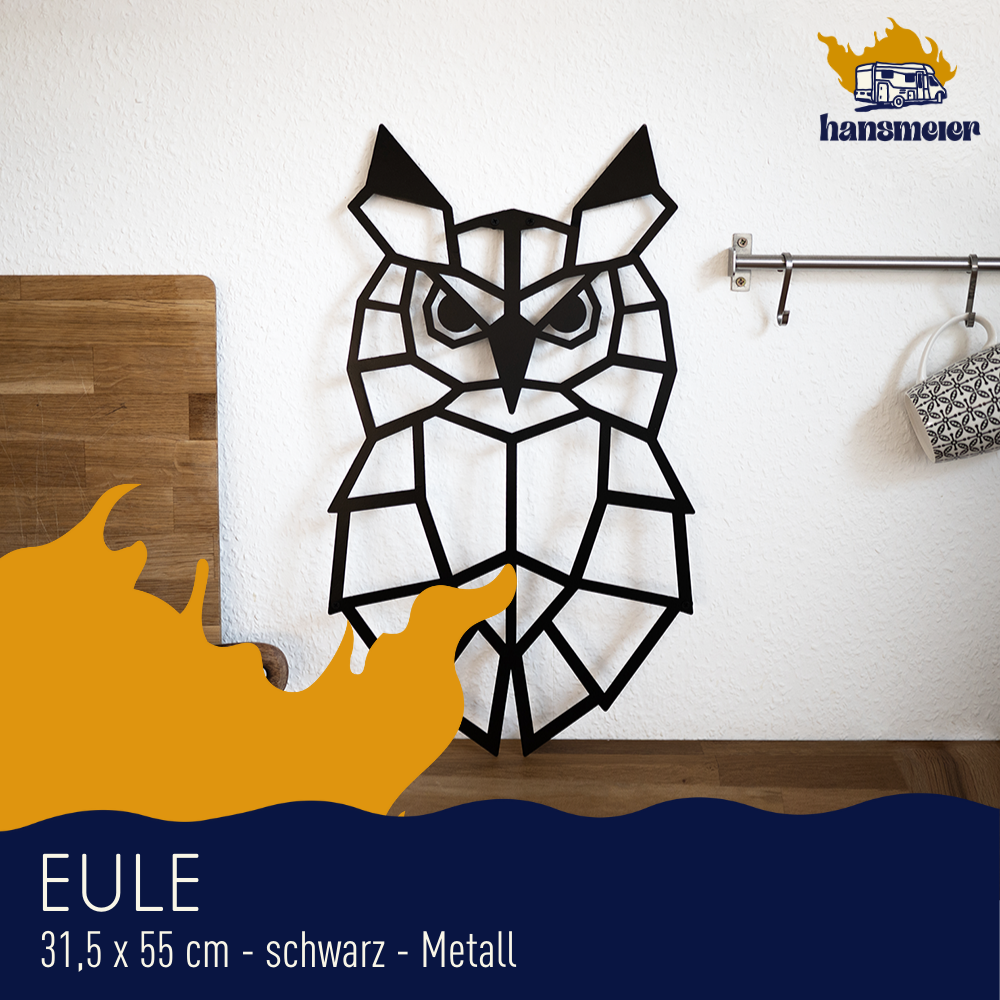 Wanddeko aus Metall | 32 x 55 cm | Eule | Metalldeko Industrial - Hansmeier 