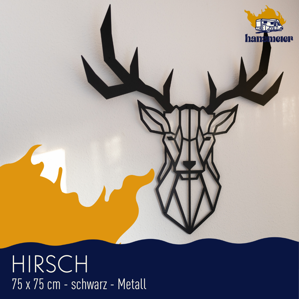 Wanddeko aus Metall | 75 x 75 cm  | Hirschkopf Geweih - Hansmeier 
