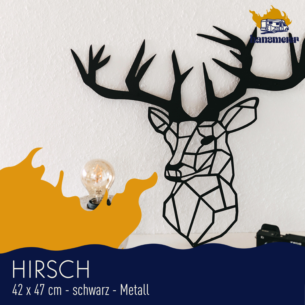 Wanddeko aus Metall | 42 x 47 cm | Hirsch | Metalldeko Industrial - Hansmeier 