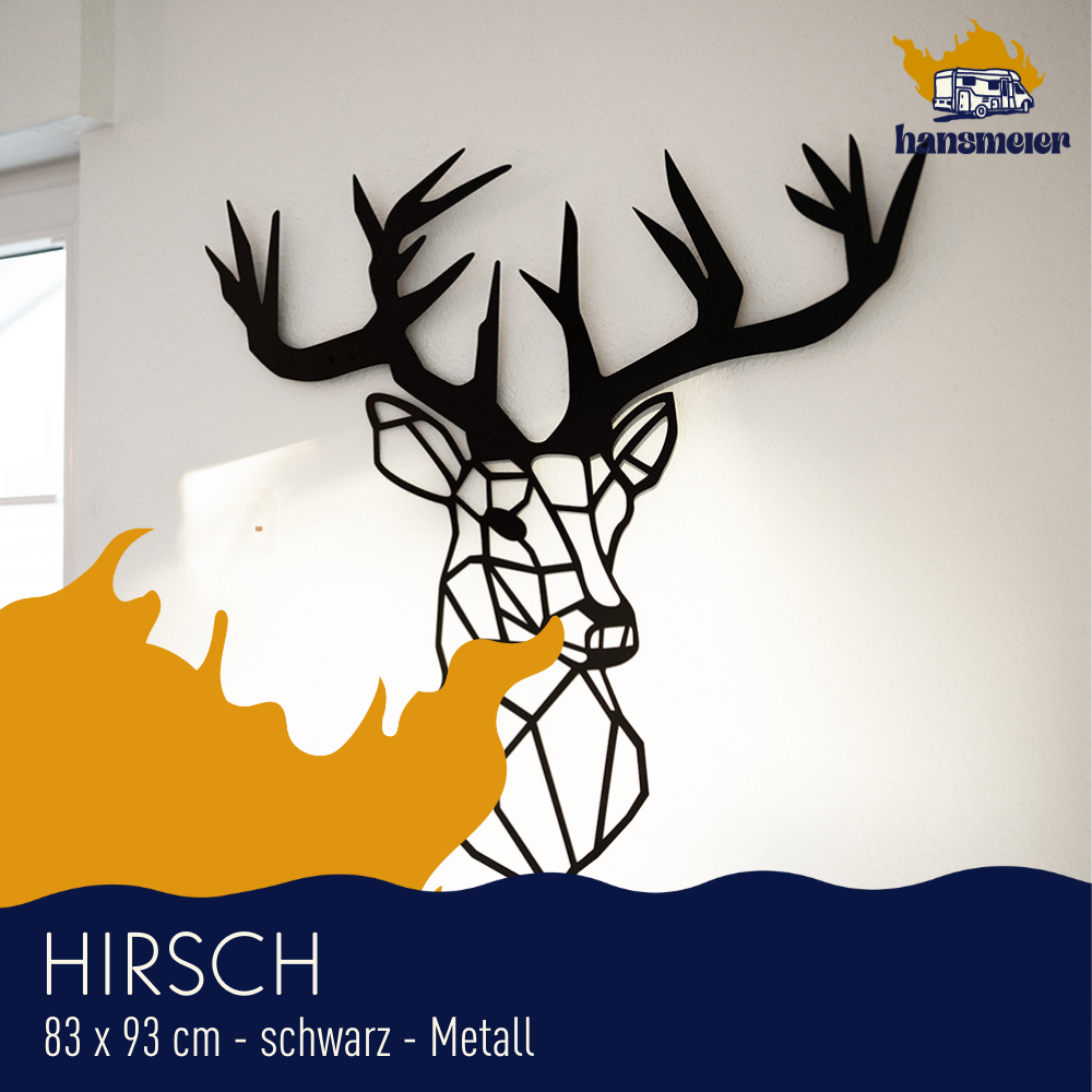 Wanddeko aus Metall | 83 x 93 cm | Hirsch | Metalldeko Industrial - Hansmeier 