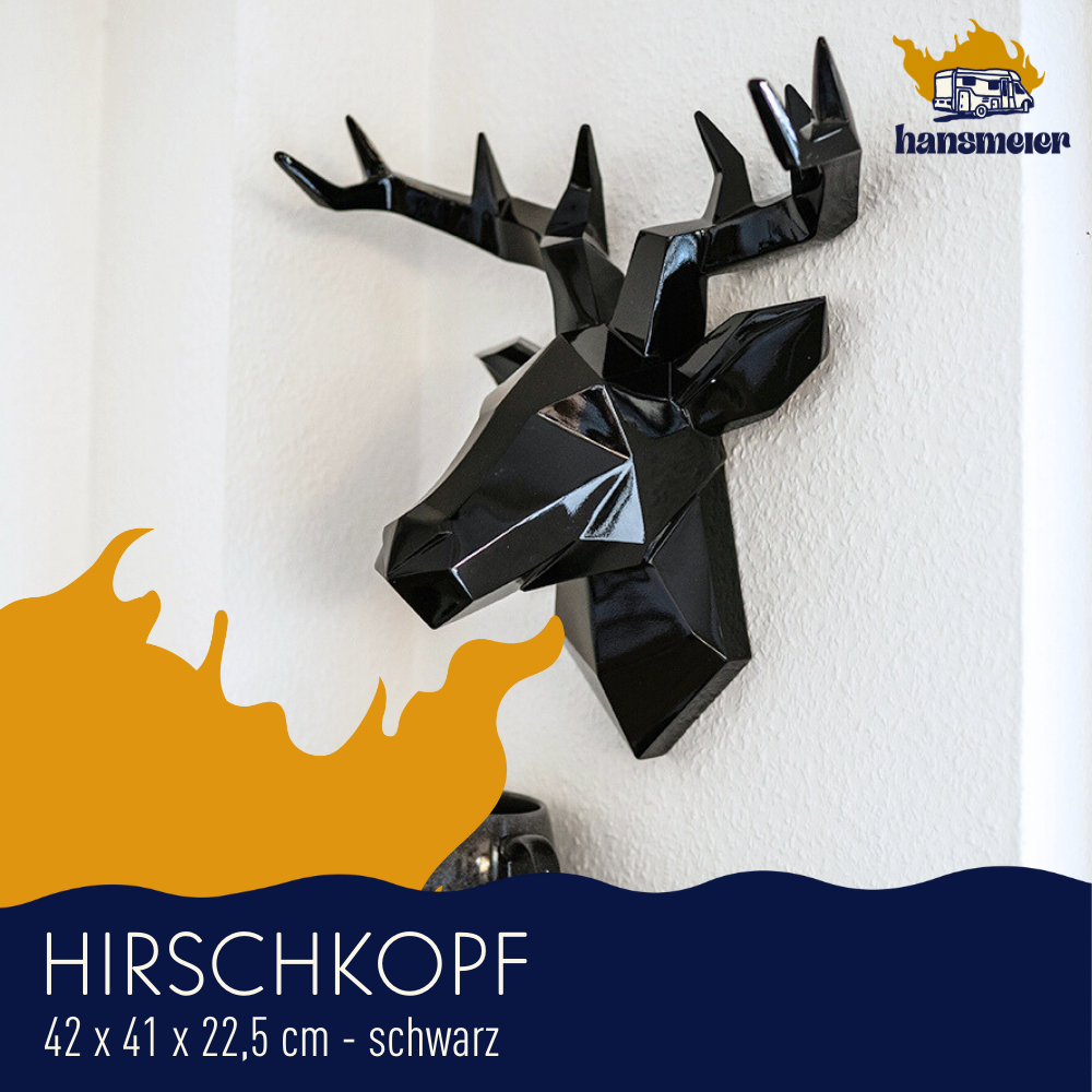 Hirsch Wanddeko Skulptur Schwarz - 42x41cm | Hansmeier