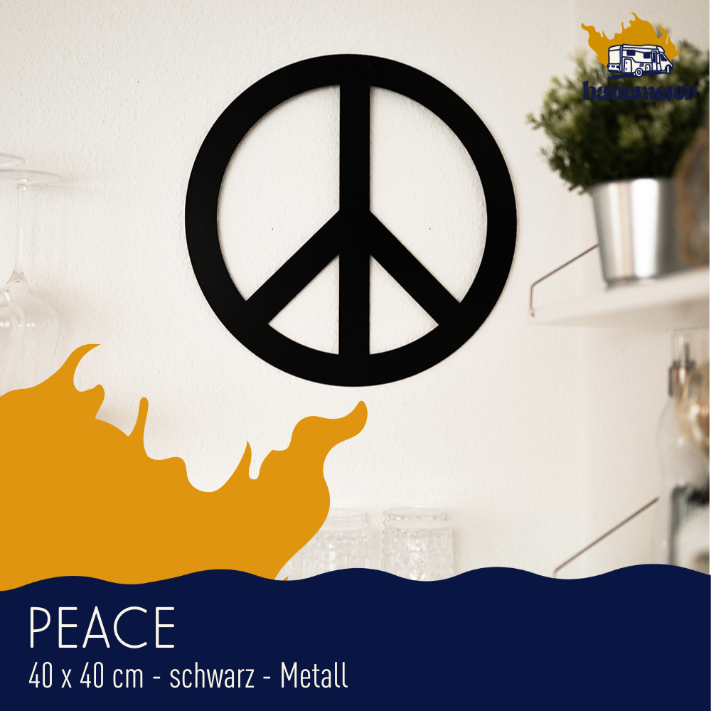 Wanddeko aus Metall | 40 x 40 cm | Peace | Metalldeko Industrial - Hansmeier 