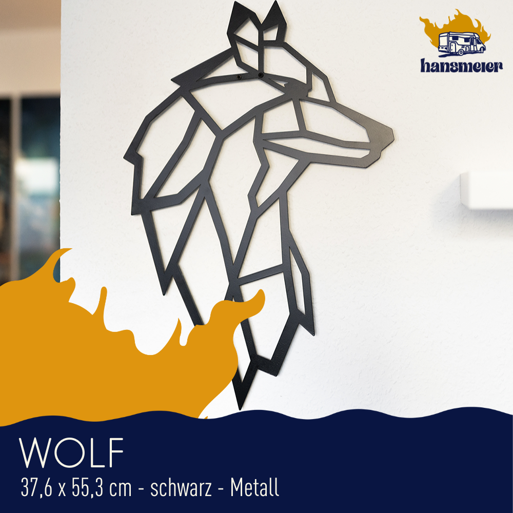 Wanddeko aus Metall | 38 x 55 cm | Wolf | Metalldeko Industrial - Hansmeier 