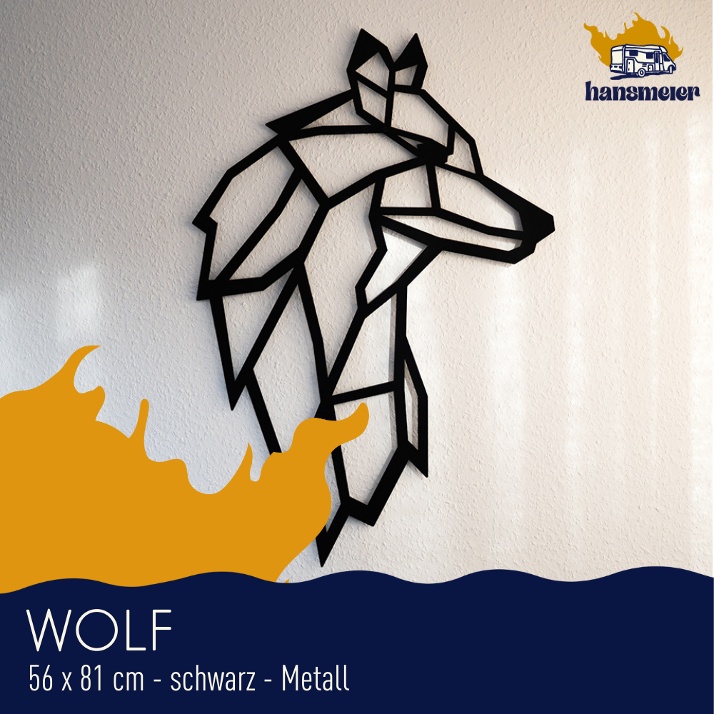 Metall Deko für die Wand | 56 x 81 cm | Wolf XXL | Metall Dekoration - Hansmeier 